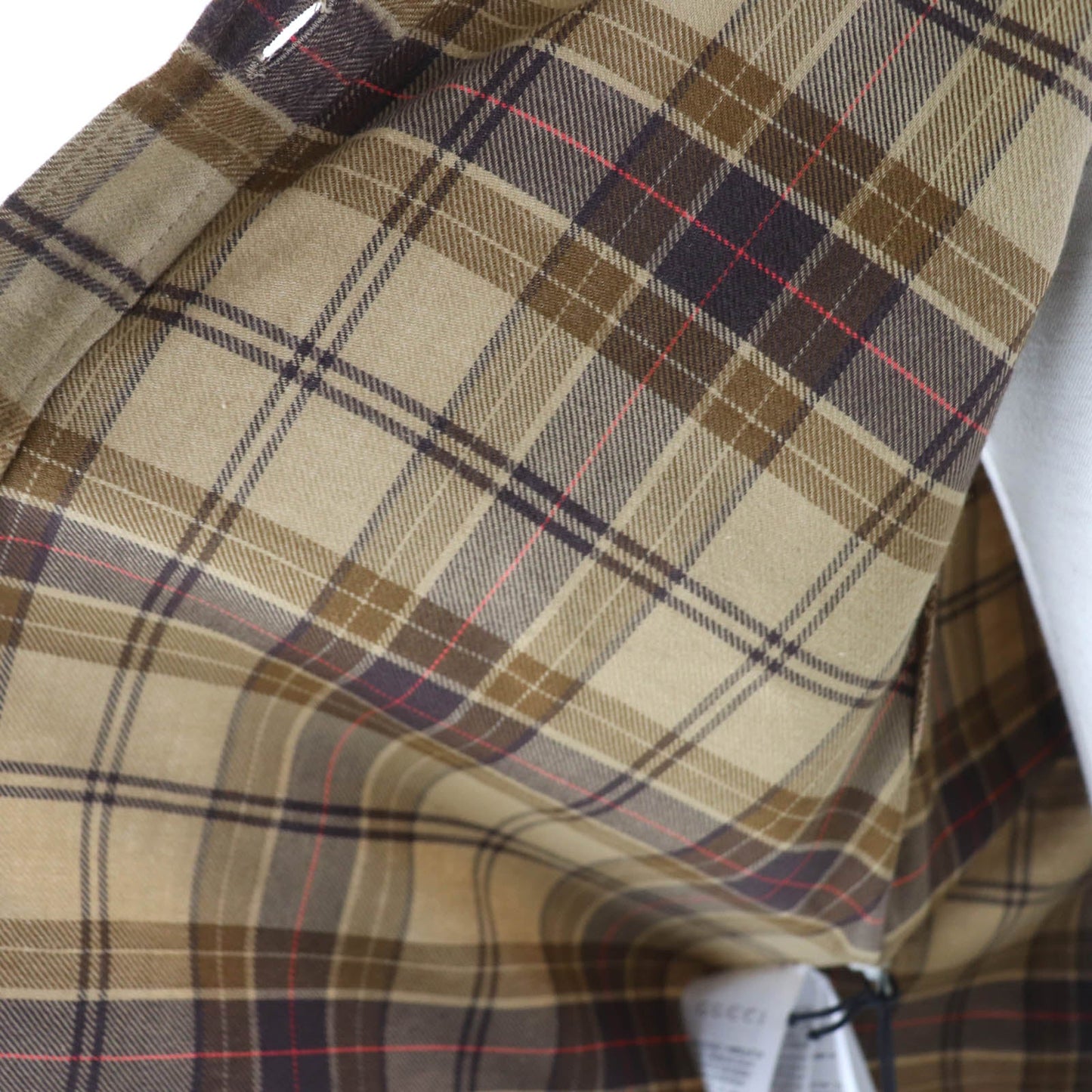 GUCCI Cotton Check Sleeveless Shirt Brown 40