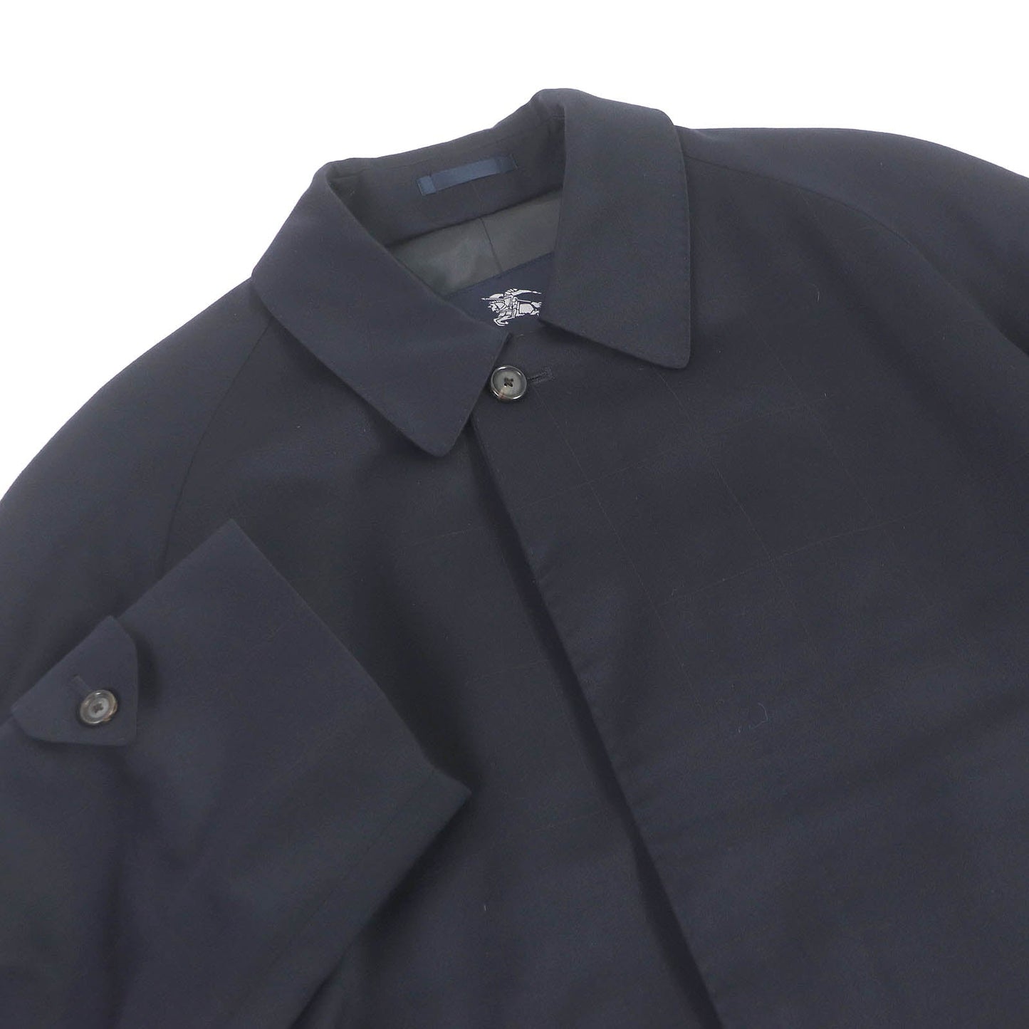 Burberry Cashmere Wool Windowpane Coat Navy