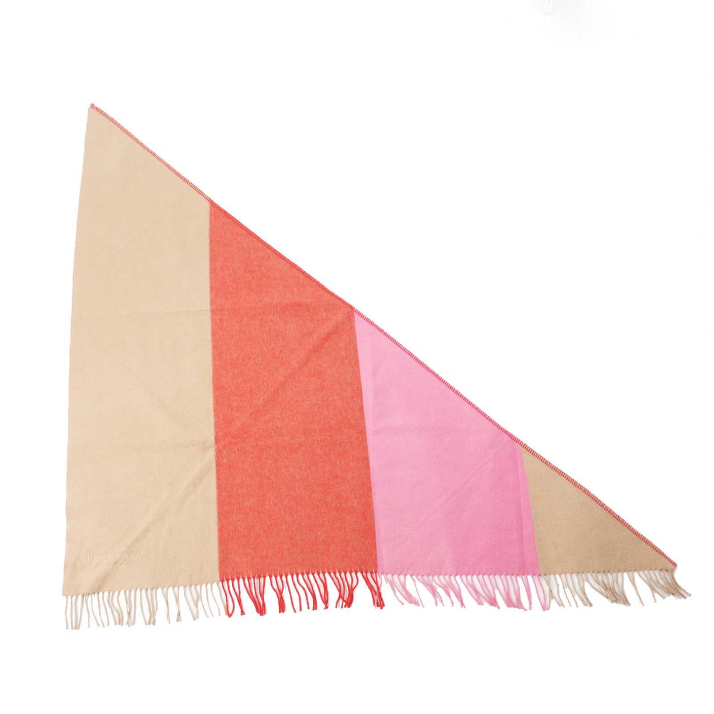 Burberry Cashmere Triangular Fringed Shawl Scarf