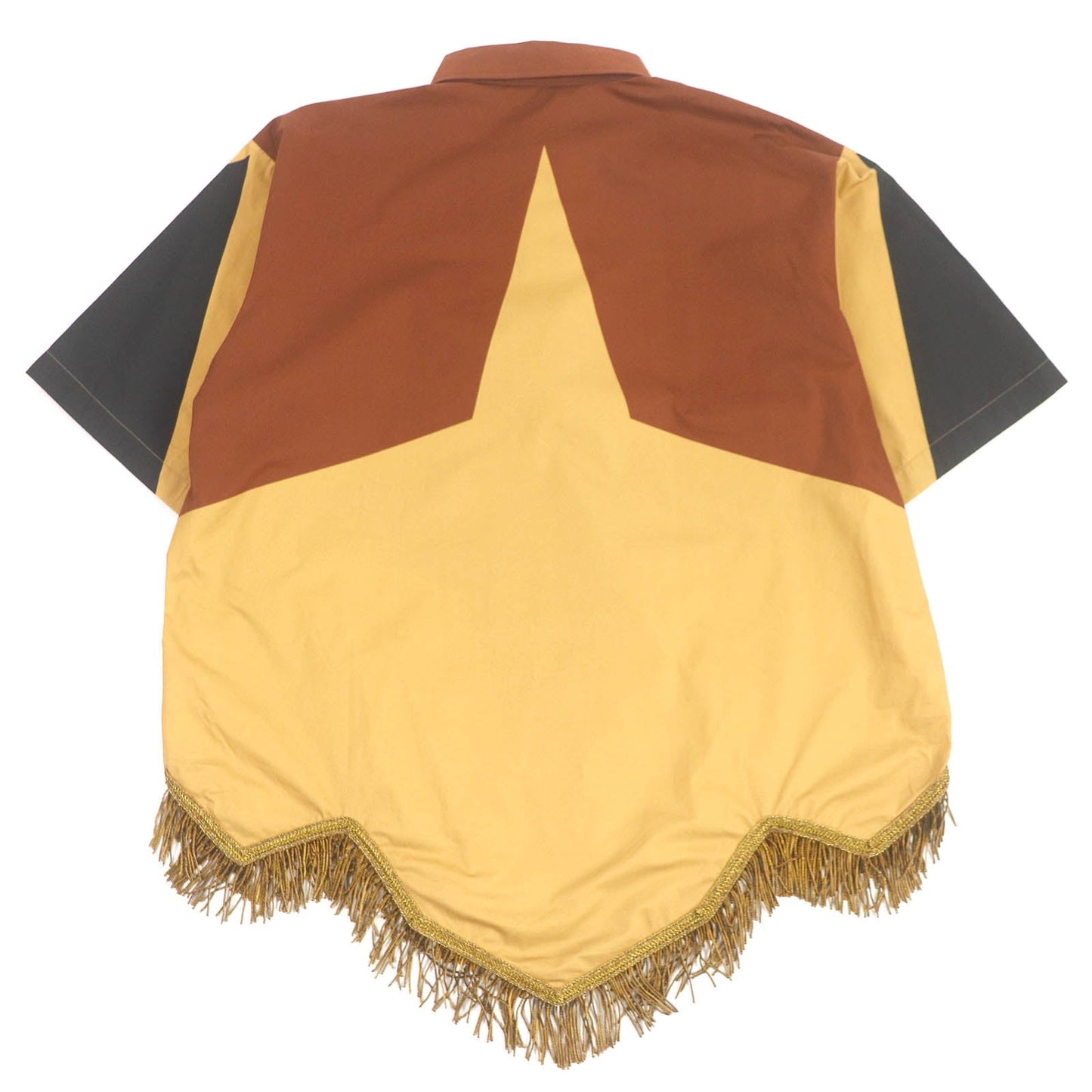Burberry Cotton Logo Fringe Western Shirt Brown L