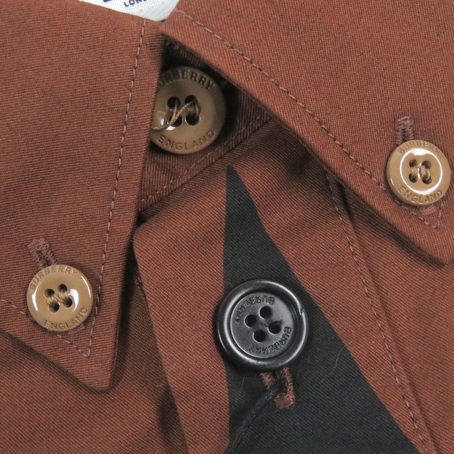 Burberry Cotton Logo Fringe Western Shirt Brown L