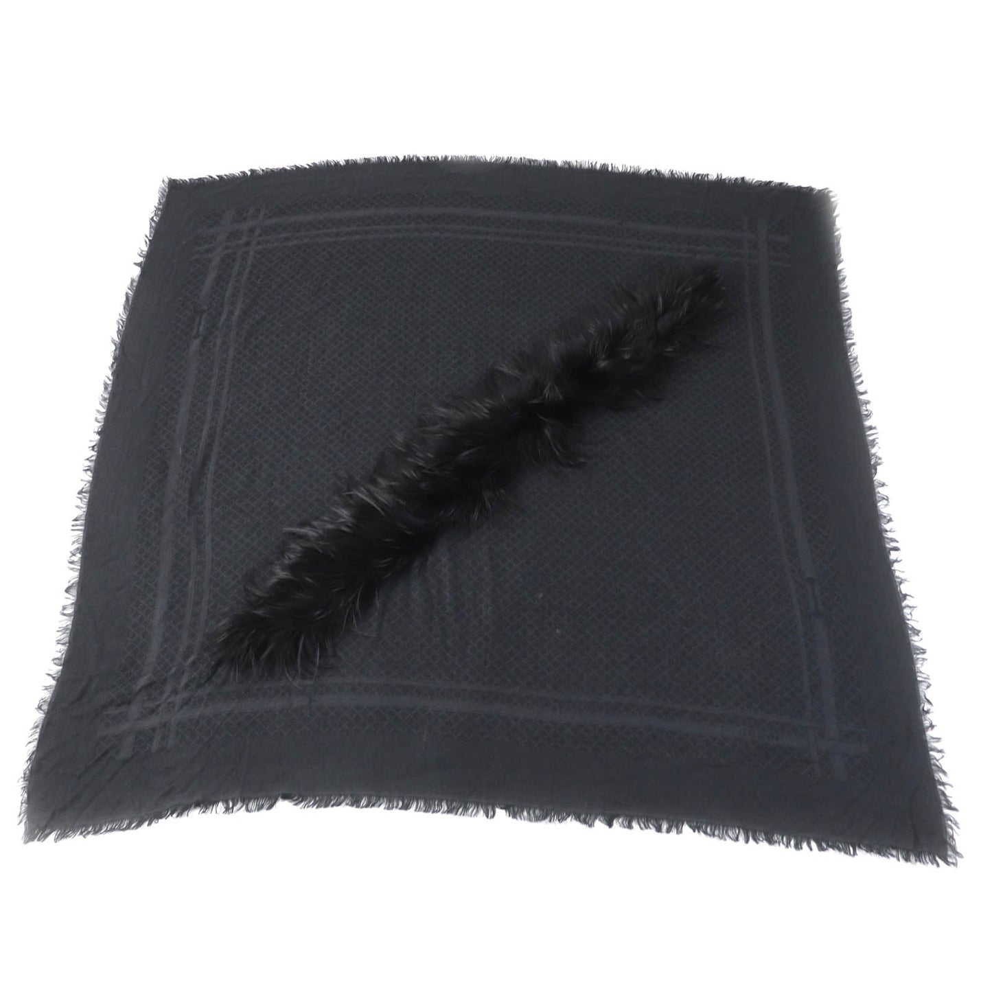 Gucci Silk Wool Fox Fur Shawl 355468