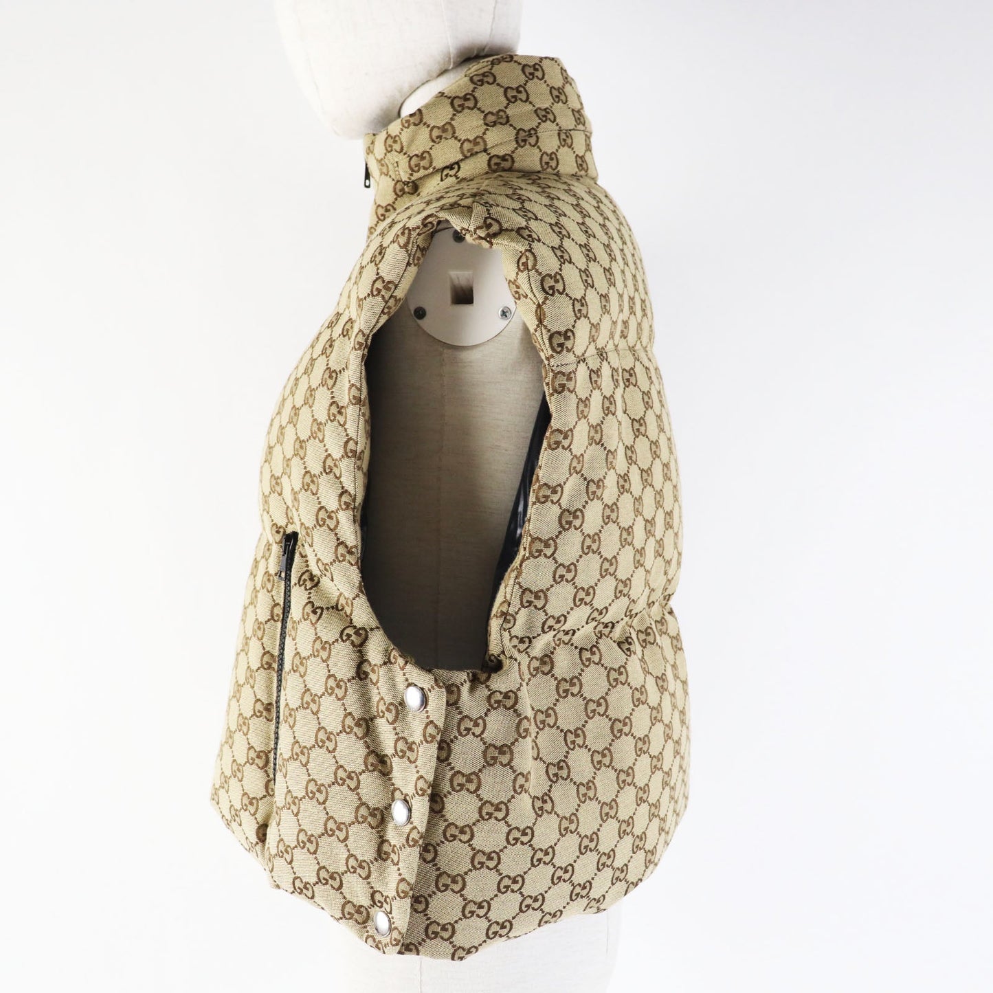 Gucci GG Pattern Hooded Zip-Up Padded Vest XS