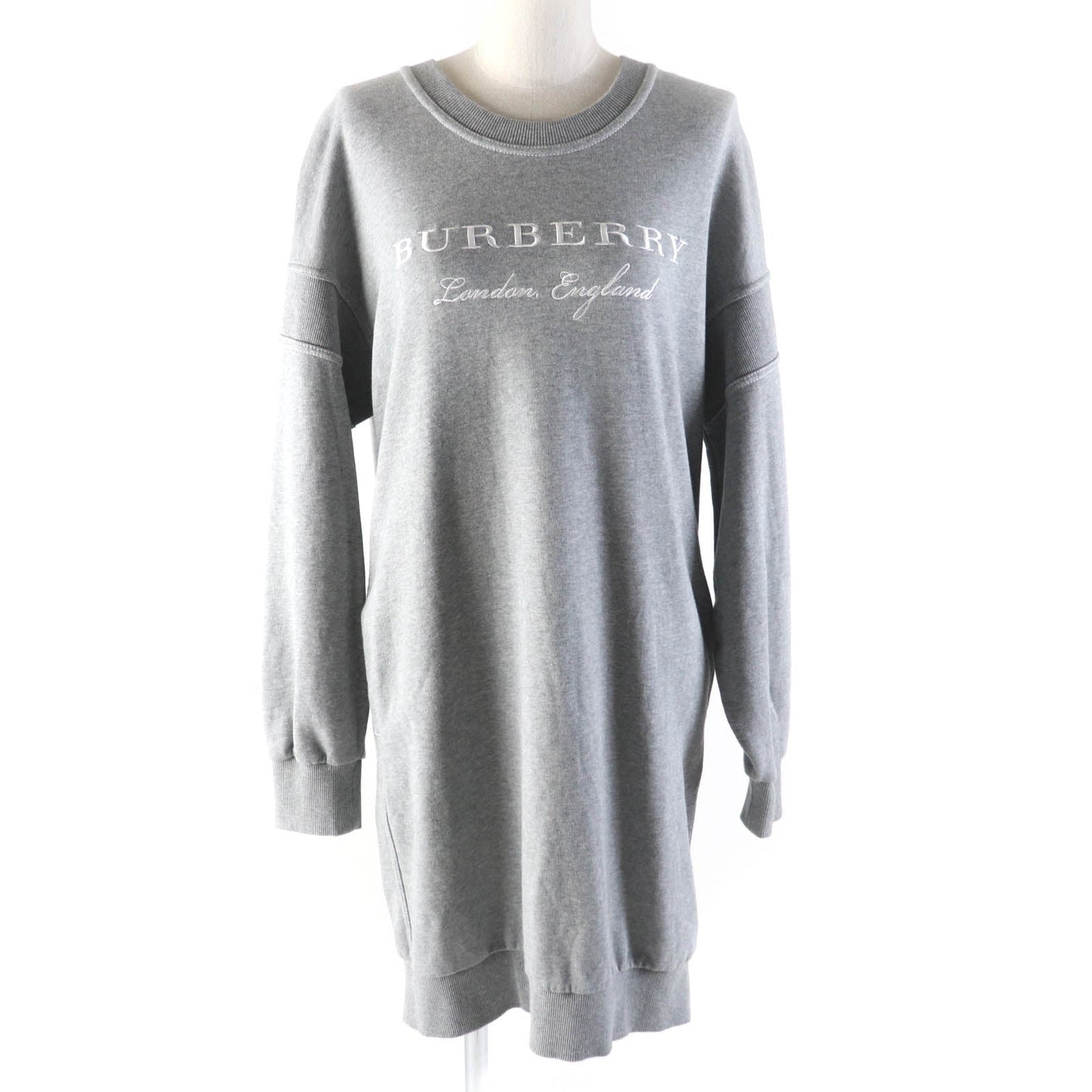 Burberry Cotton Crew Neck Tunic Dress Gray M