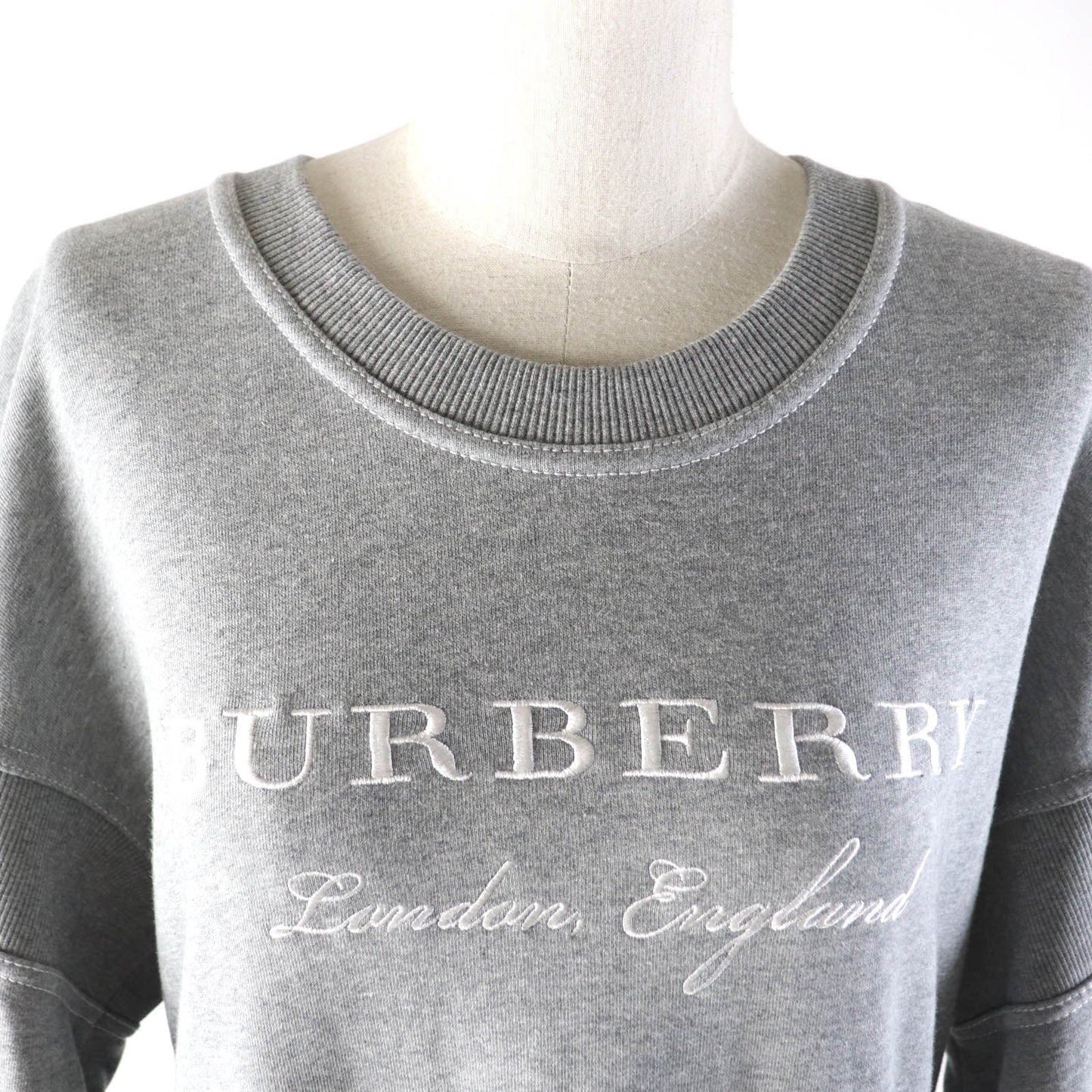 Burberry Cotton Crew Neck Tunic Dress Gray M
