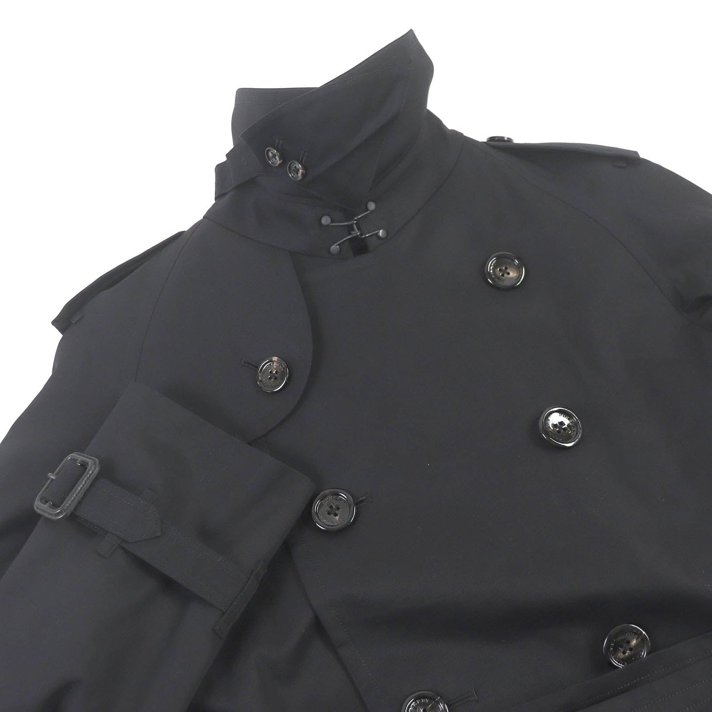 Burberry Cotton Trench Coat Black L