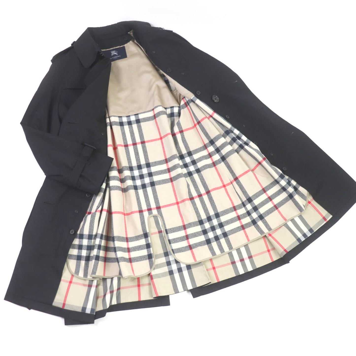 Burberry Cotton Trench Coat Black L