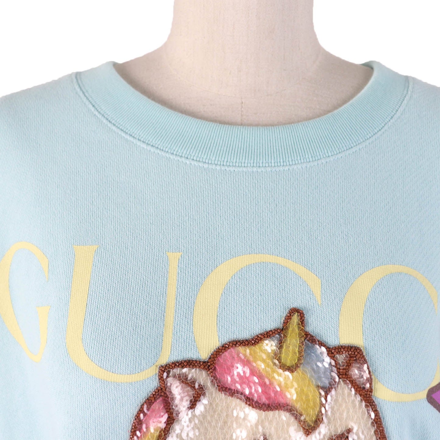 GUCCI Bananya Sequin Sweatshirt Light Blue XL