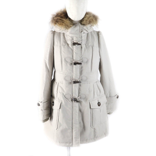 Burberry Fur Hood Long Coat Beige Women