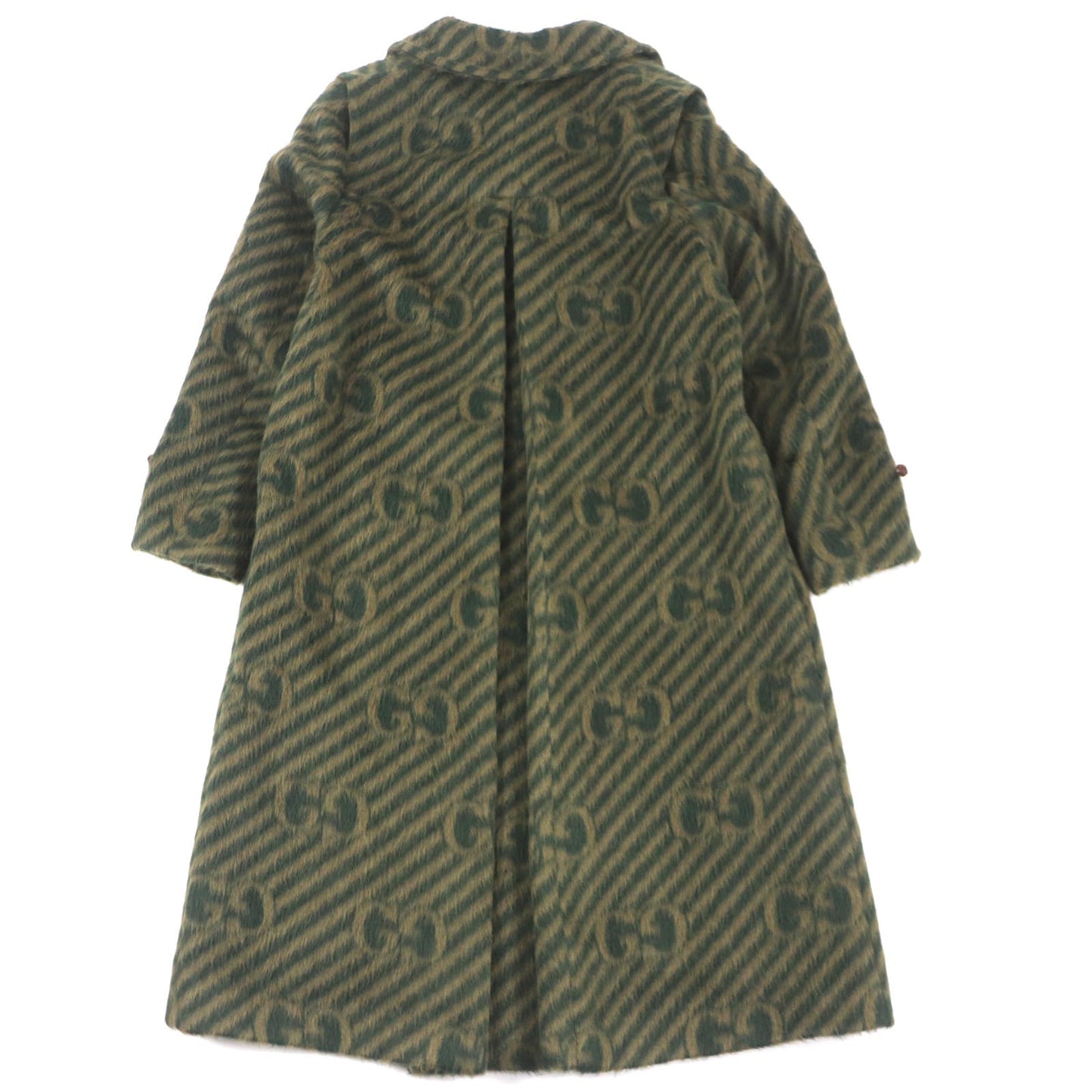 GUCCI Llama Wool GG Stripe Coat Green 44
