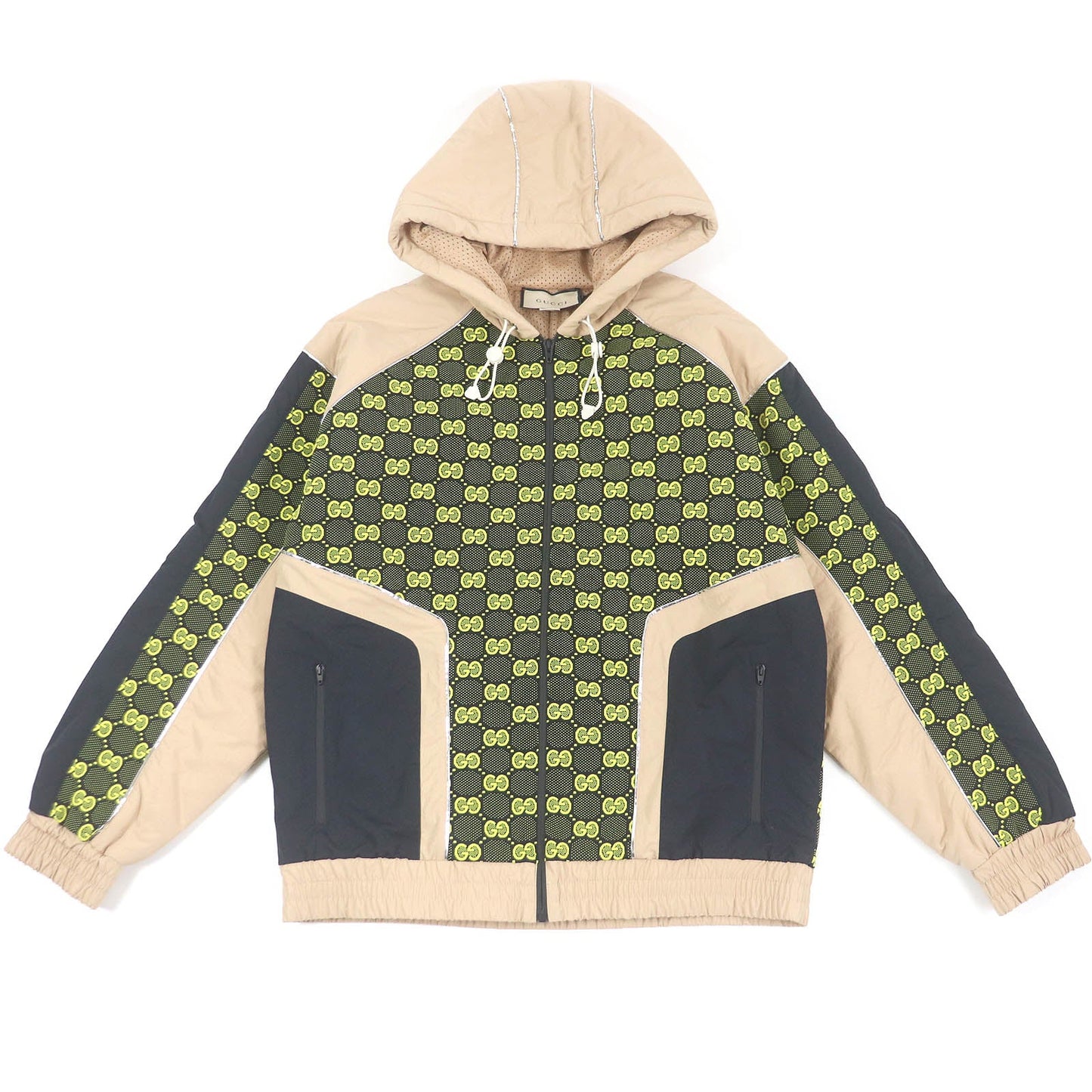 Gucci Nylon GG Zip Hoodie Jacket Beige M