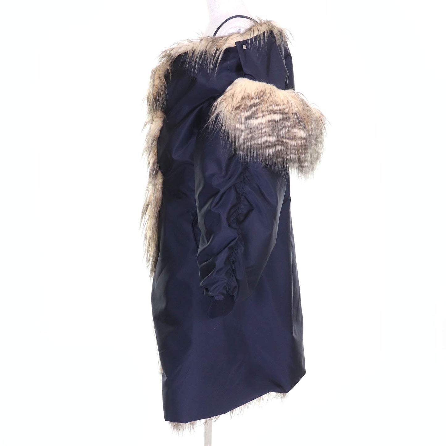 Prada Triangle logo pouch RE-NYLON Fur Hooded Coat