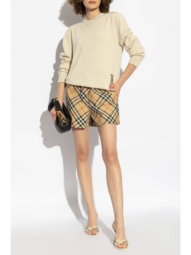 Burberry Check Label Wool Knit Top Nutmeg