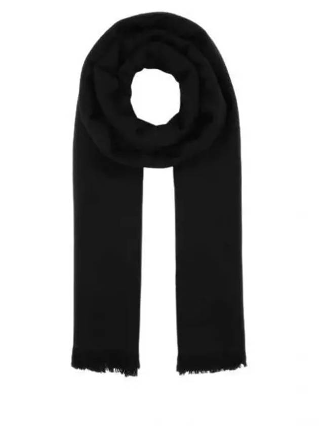 Saint Laurent Cassandra Monogram Wool Jacquard Scarf Black