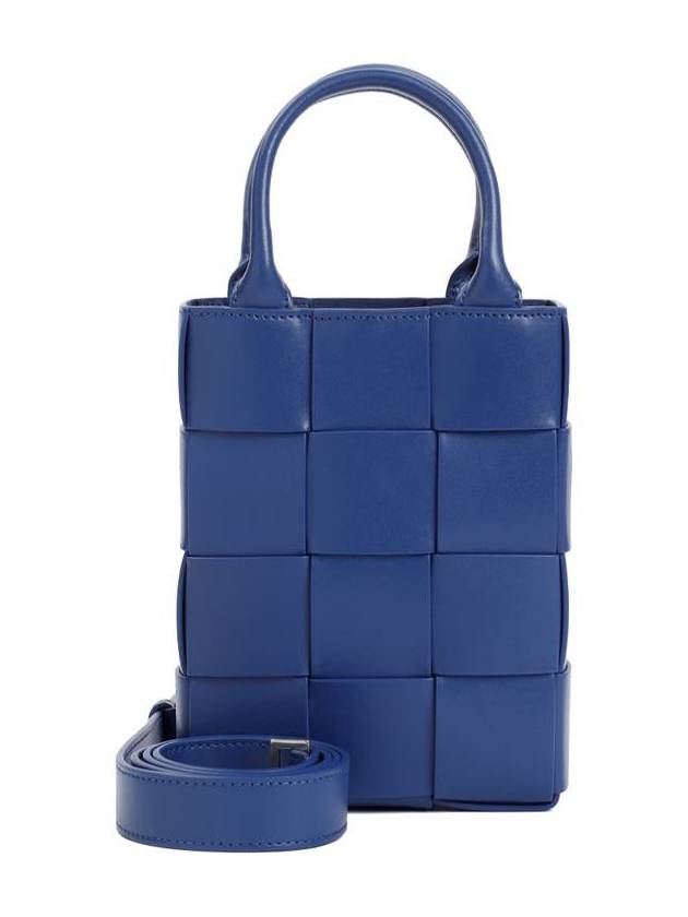 Bottega Veneta Mini Cassette North Shoulder Bag Blue