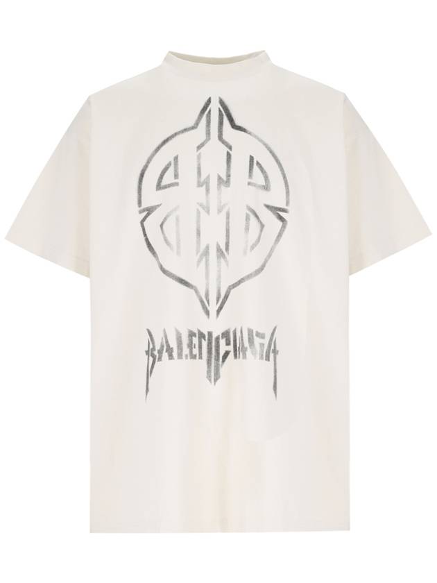 Balenciaga Metal BB Stencil Cotton Short Sleeve T-Shirt White
