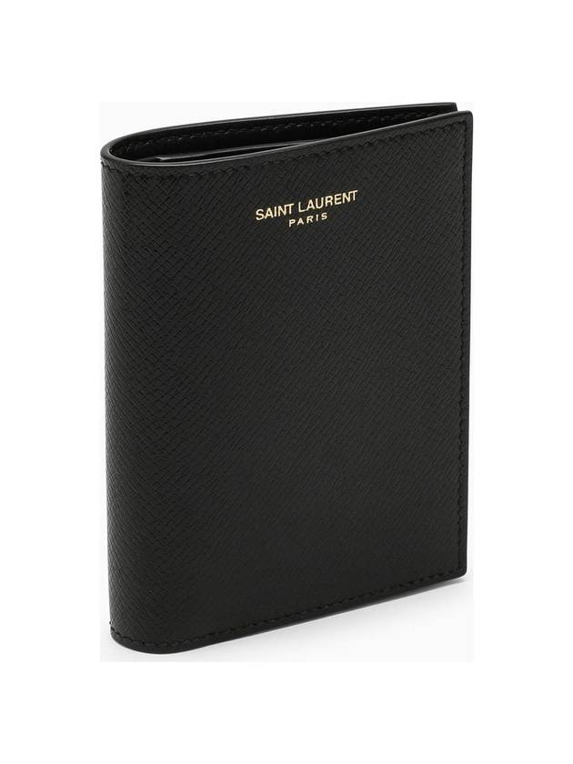Saint Laurent Paris Credit Coated Leather Card Wallet Black