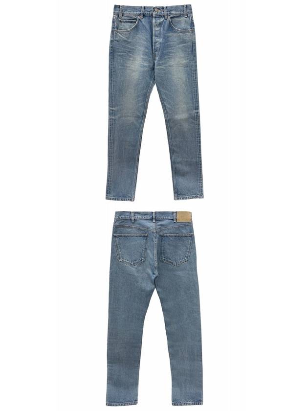 CELINE Lou Vintage Union Wash Denim Jeans Blue