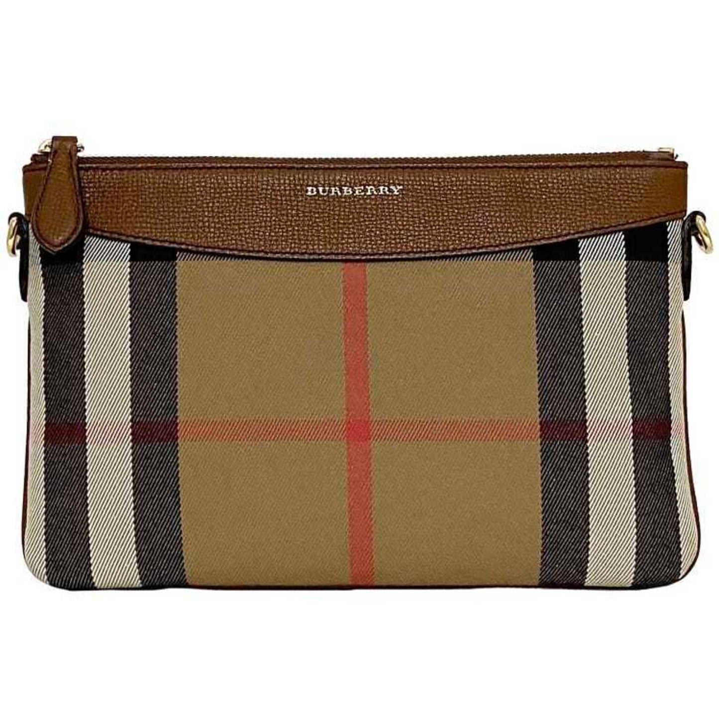 Burberry Canvas Leather Clutch Bag Pouch Shoulder Bag ()