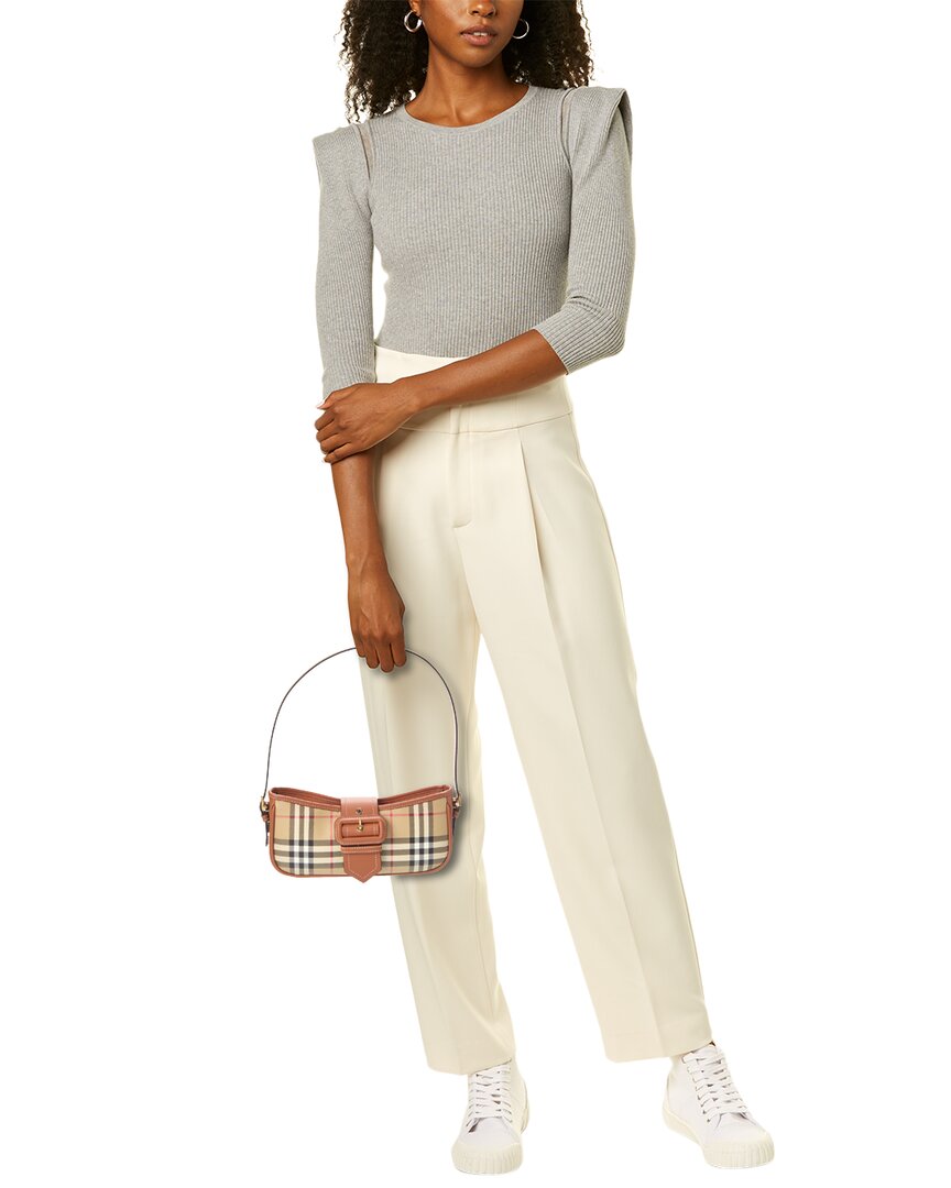 Burberry Check E-Canvas & Leather Shoulder Bag