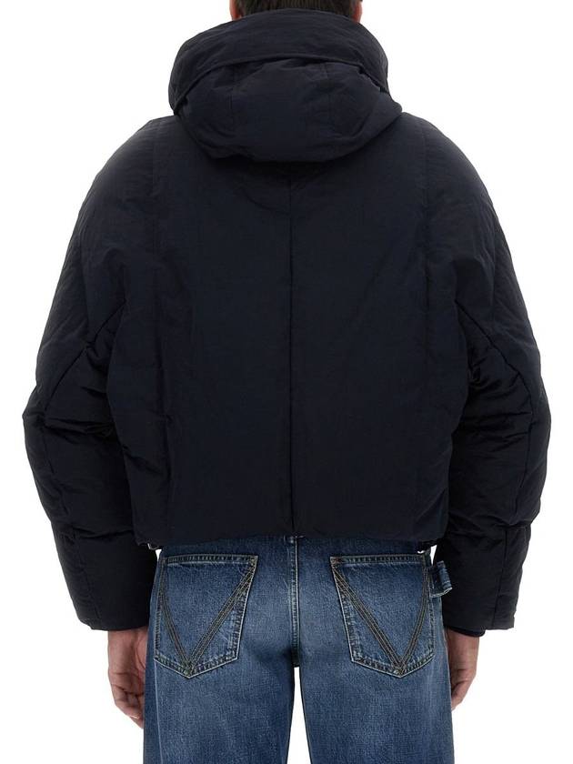 Bottega Veneta Tech Nylon Puffer Zip Up Jacket Navy