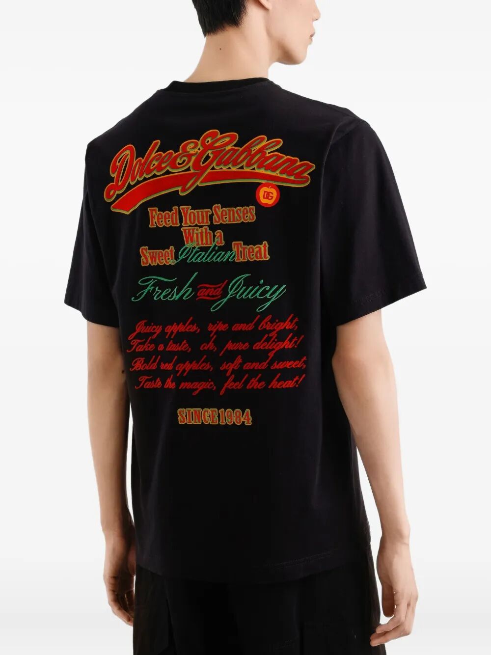 Dolce & Gabbana Men Apple Print Cotton T-Shirt