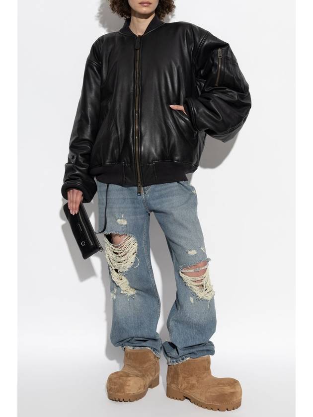 Balenciaga Distressed Denim Straight Jeans Blue
