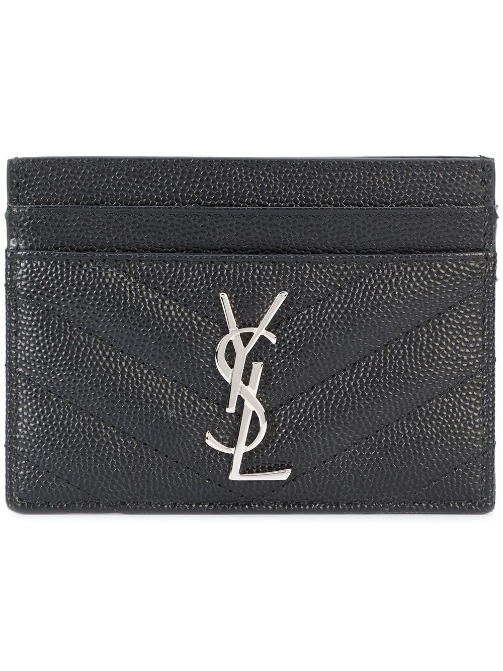 Saint Laurent Women Cassandre Matelassé Card Case In Grain De Poudre Leather