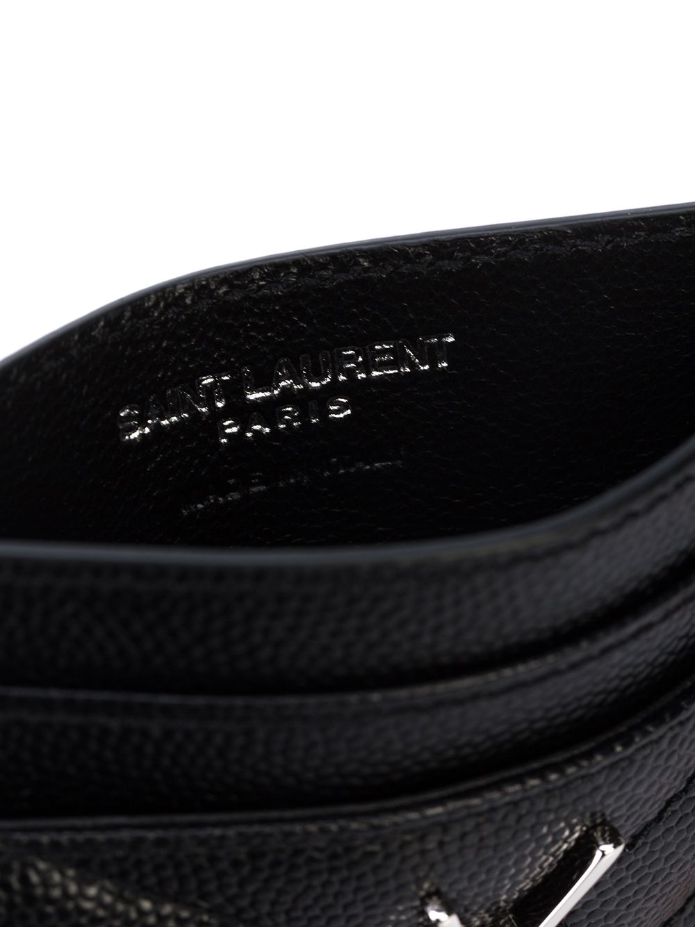 Saint Laurent Women Cassandre Matelassé Card Case In Grain De Poudre Leather