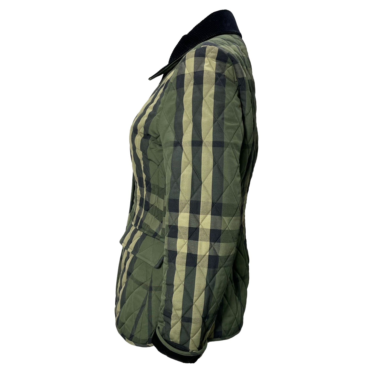 Burberry Check Diamond Quilted Jacket in Green Polyester