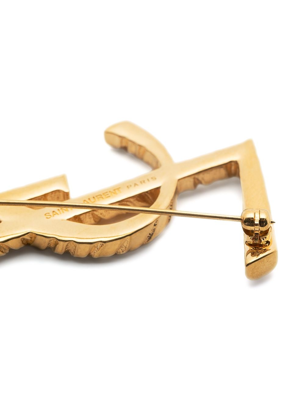 Saint Laurent Women Cassandre Twisted Stripe Metal Brooch