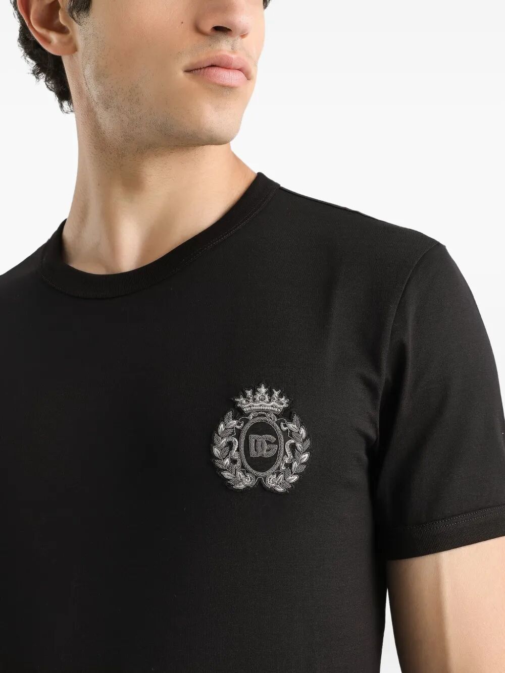 Dolce & Gabbana Men Logo-Patch Cotton T-Shirt