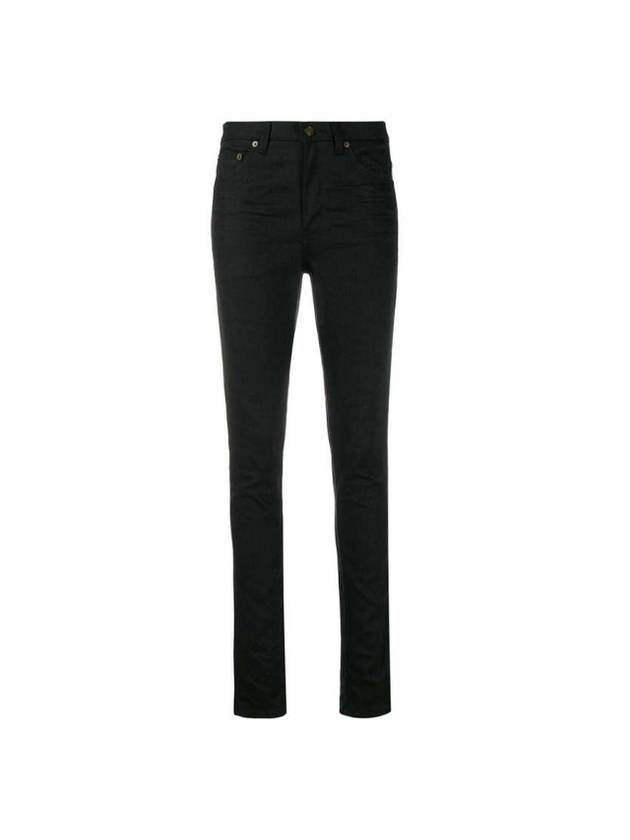 Saint Laurent Mid Rise Cotton Skinny Jeans Black