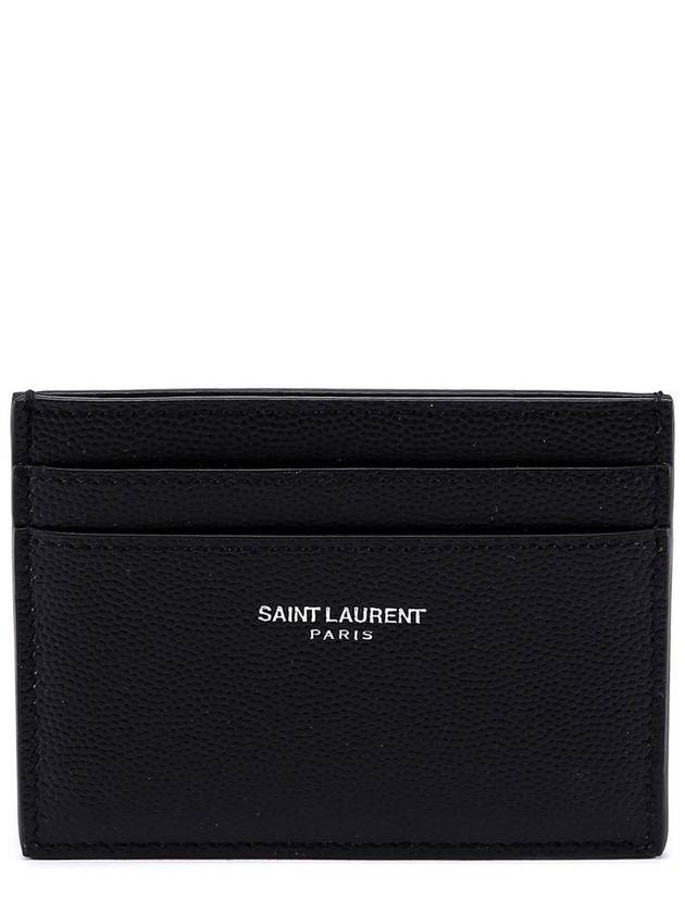 Saint Laurent Embossed Leather Card Wallet Black