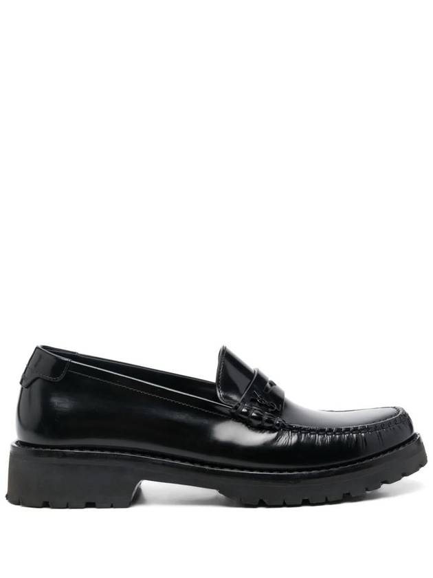 Saint Laurent Women's Chunky Penny Slippers Smooth Leather Loafers Black