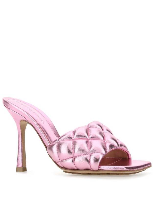 Bottega Veneta Glossy Padded Sandals Heel Pink