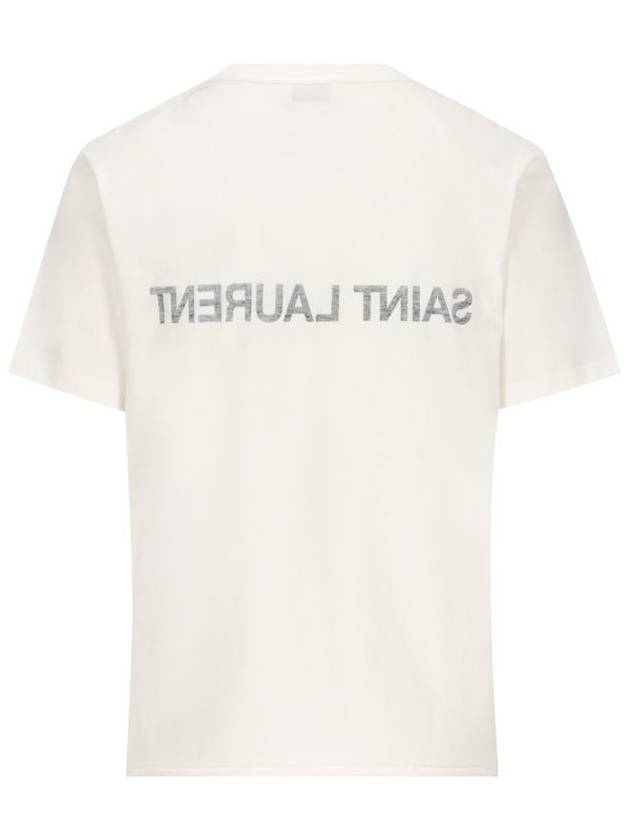 Saint Laurent Reverse Short Sleeve T-Shirt Nature Et Noir