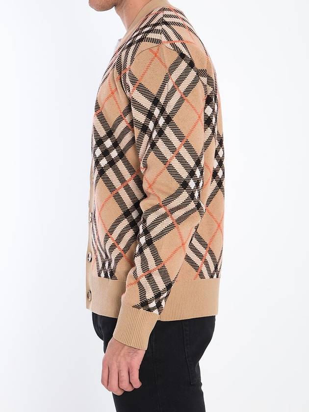 Burberry Check Wool Mohair Blend Cardigan Sand