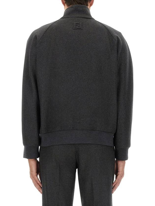 Fendi High Neck Cashmere Bomber Jacket Grey