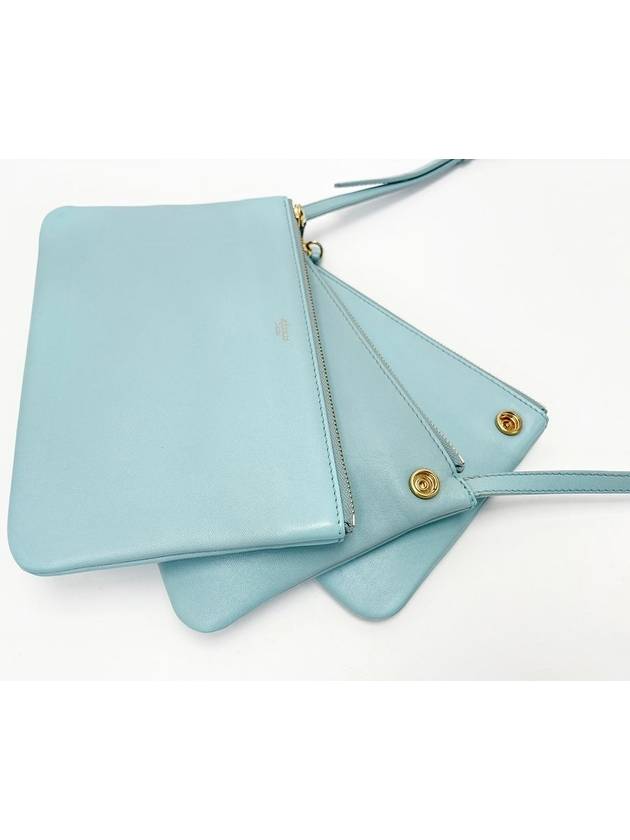 CELINE Baby blue mint trio bag 3 stage zipper cross 4VCEB21489