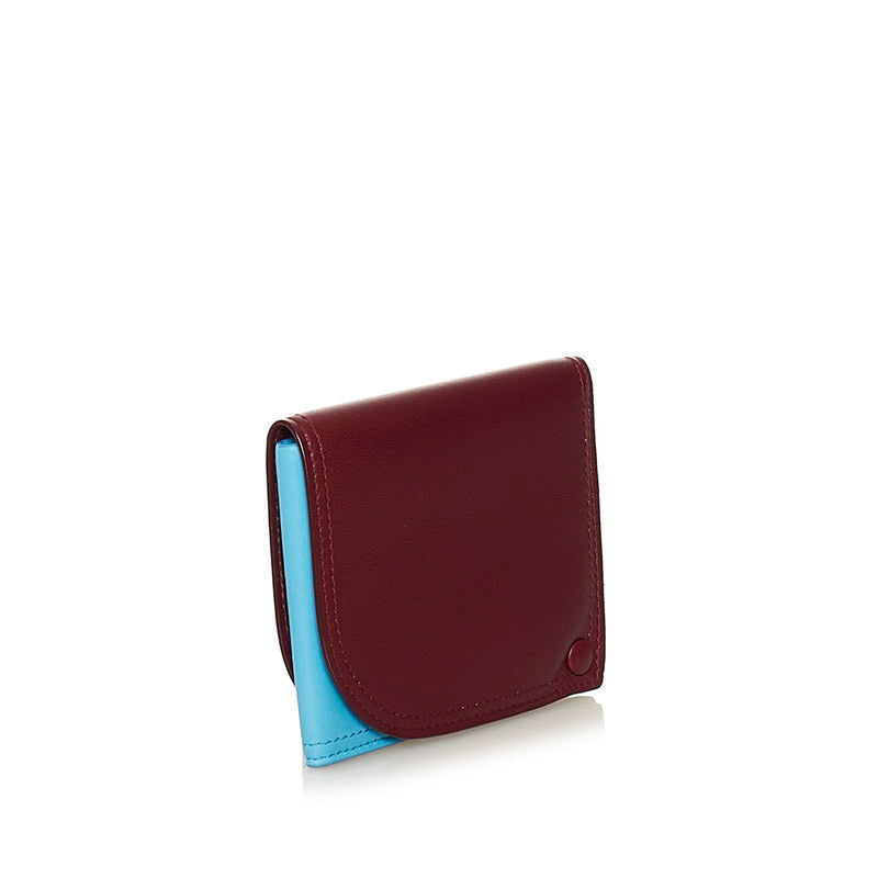 Bottega Veneta Cardcase Leather Wine Red Light Blue Unisex Paris