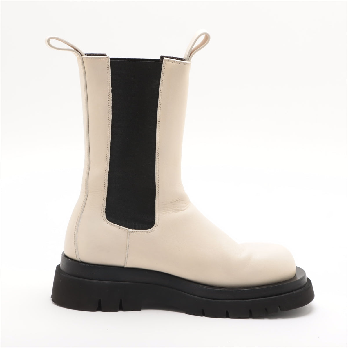 Bottega Veneta Leather Side Gourmet Boots 39 Black X White Luggage