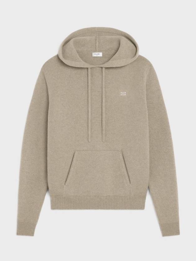 CELINE Triomphe Wool Cashmere Hoodie Beige