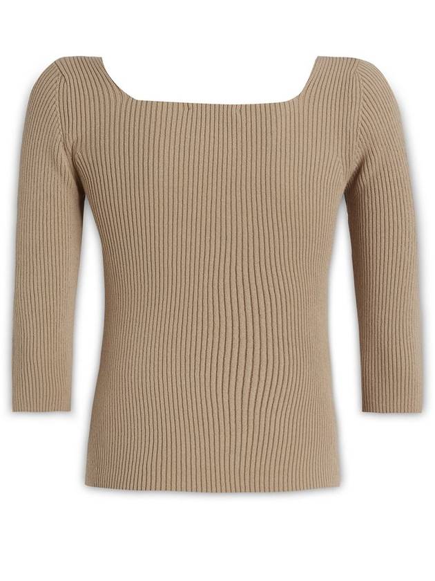 Fendi FF Cotton Rib Knit Top Beige