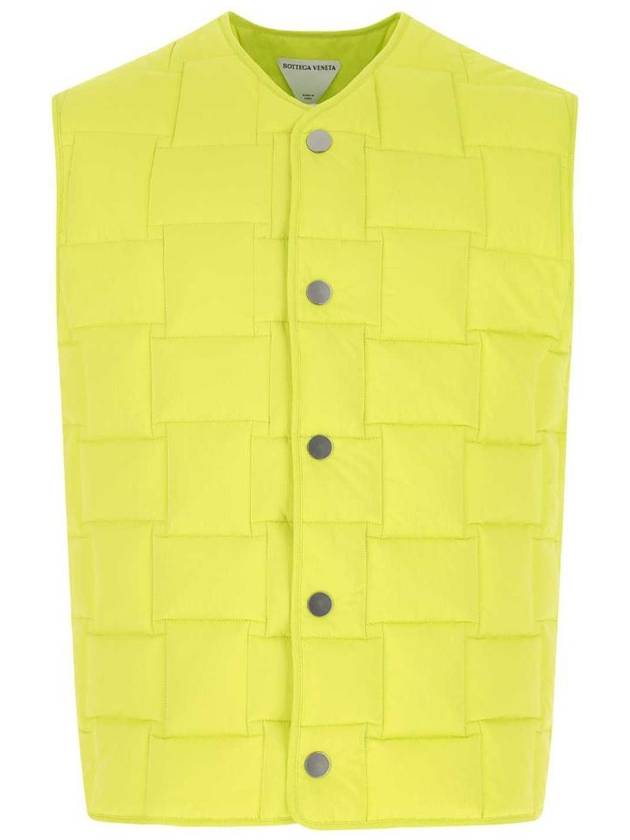 Bottega Veneta Intrecciato Detail Quilted Vest Neon Green
