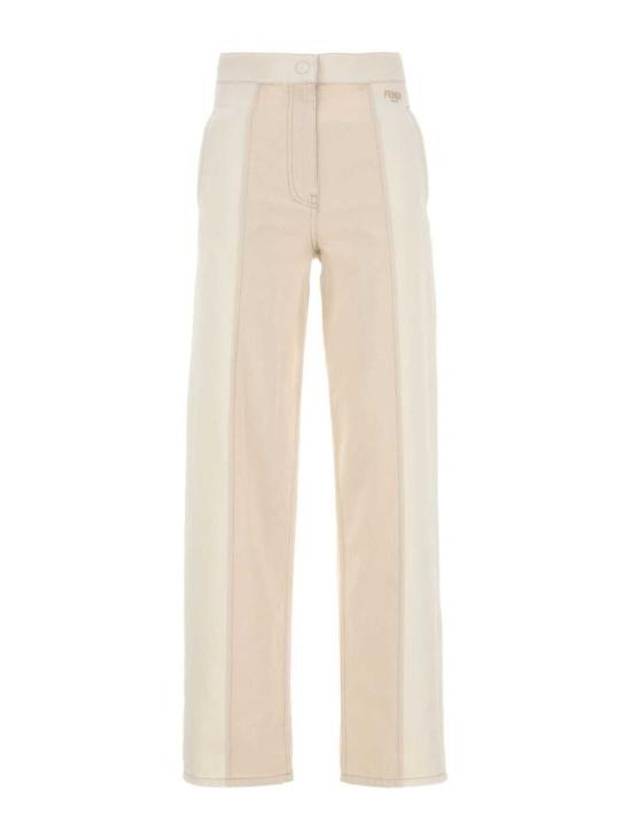 Fendi Two Tone Long Jeans White
