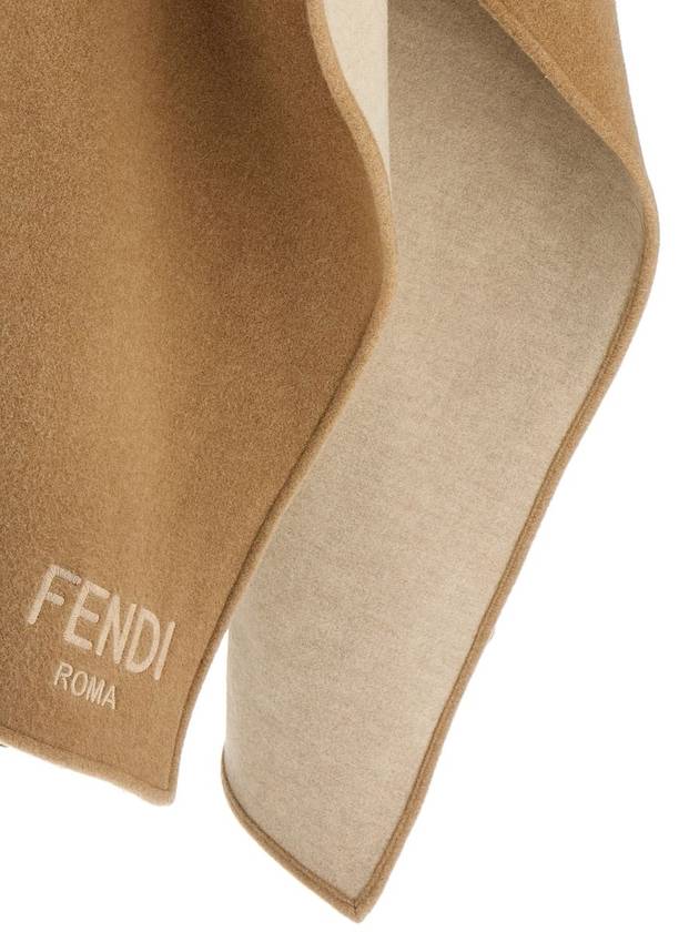 Fendi Roma Wool Poncho Beige