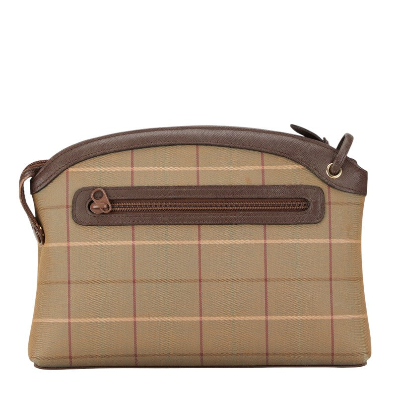 Burberry Check Canvas Leather Clutch Bag