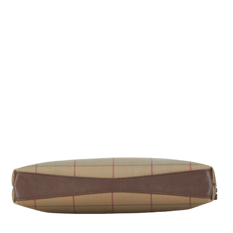 Burberry Check Canvas Leather Clutch Bag