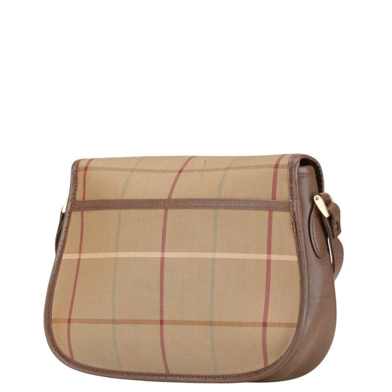 Burberry Check Logo Canvas Leather Shoulder Bag